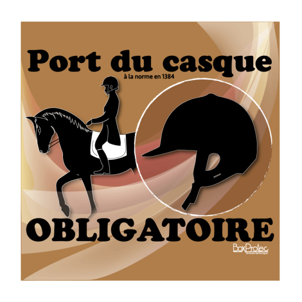panneau port du casque d'équitation obligatoire marron