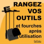 Panneau "Rangez vos outils et fourches après utilisation" - Orange