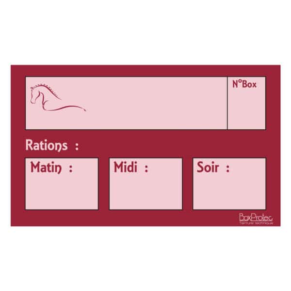 Plaque de ration effaçable - Bordeaux