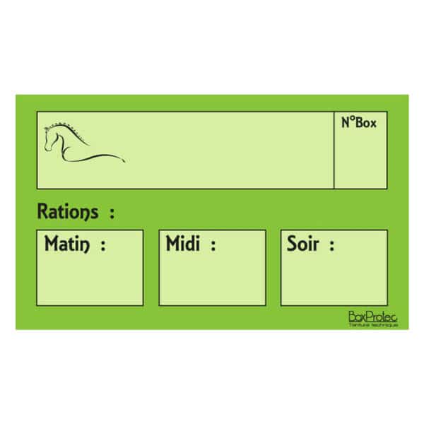 Plaque de ration effaçable - Vert