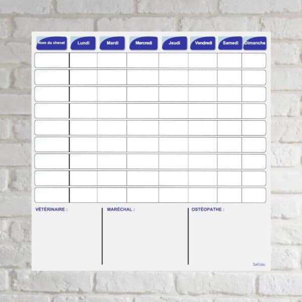 Planning de semaine + notes vétérinaires