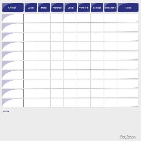 Planning de semaine + notes - Bleu