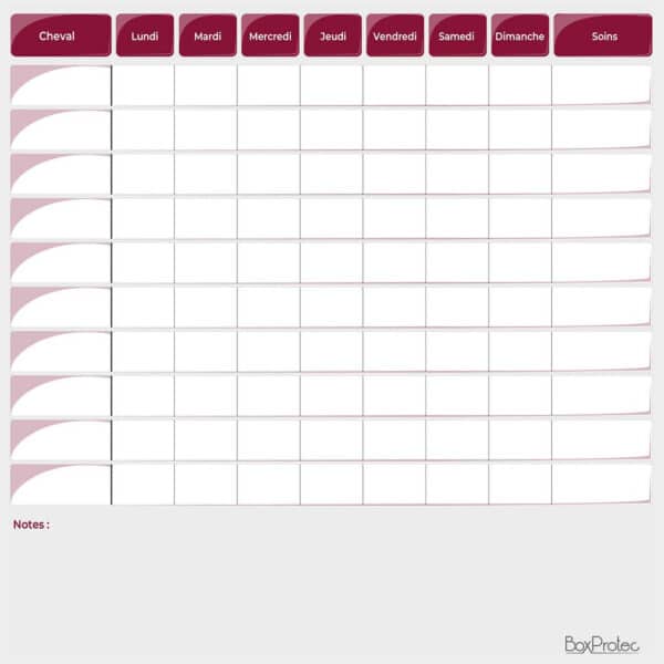 Planning de semaine + notes - Bordeaux