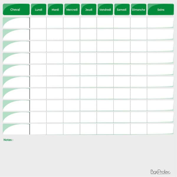 Planning de semaine + notes - Vert