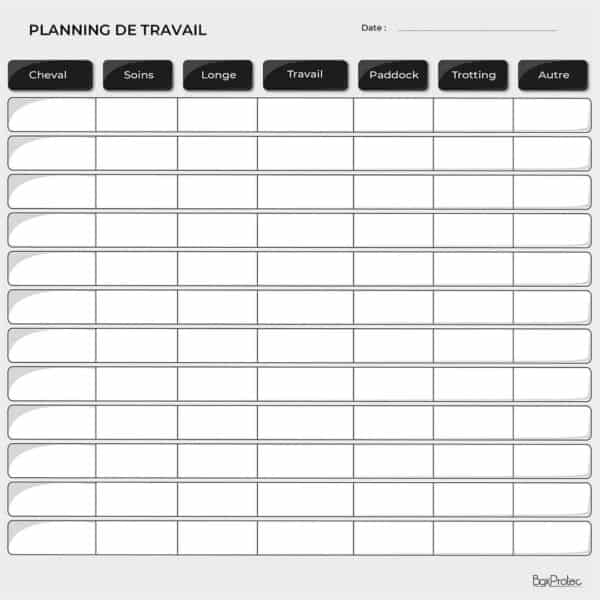 Planning de travail journalier - Noir