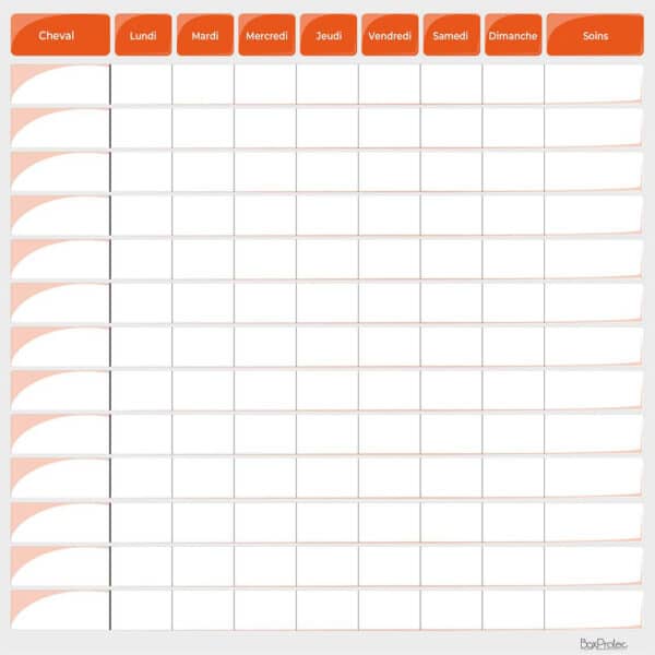 Planning de travail semaine - Orange