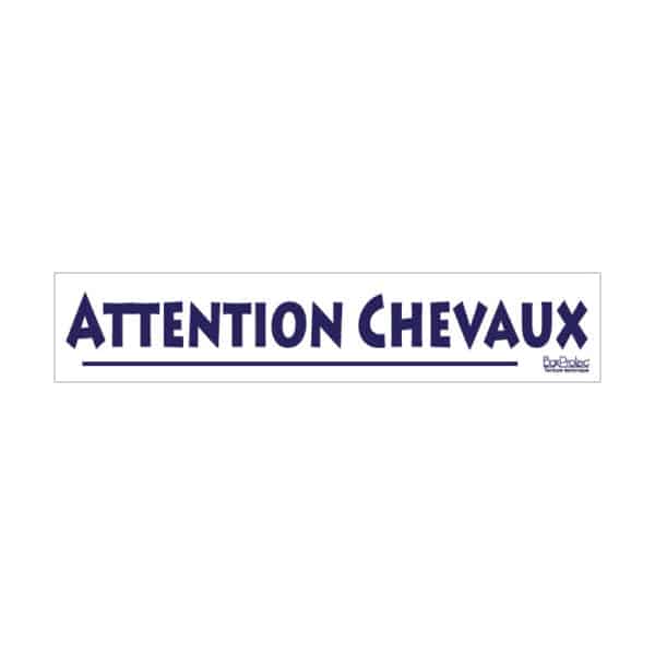 Autocollant "Attention Chevaux" - Blanc