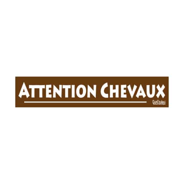 Autocollant "Attention Chevaux" - Marron