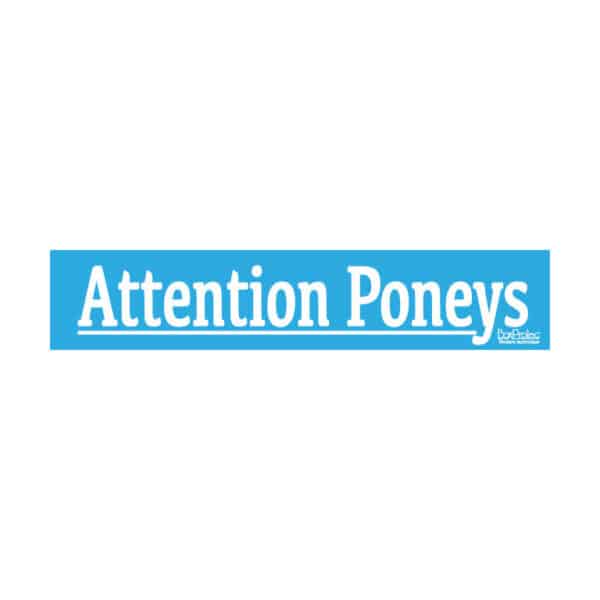 Autocollant “Attention poneys” - bleu