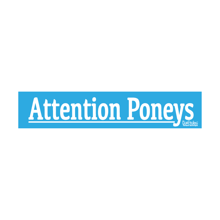 autocollant attention poneys bleu boxprotec