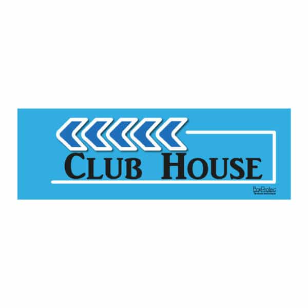 Flèche "Club House" - bleu - gauche Flèche "Club House" - bleu - gauche