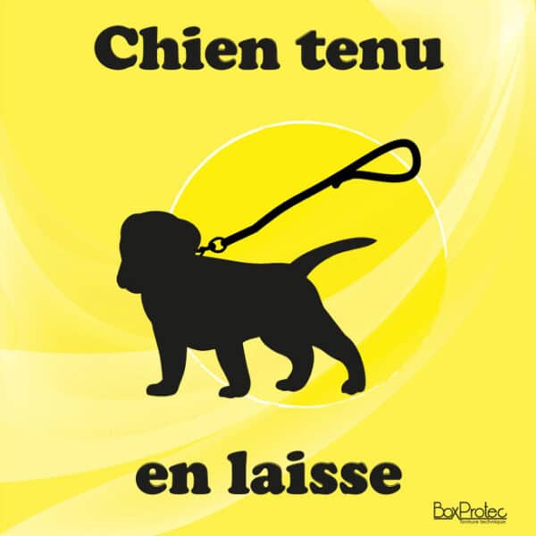 Panneau "Chien tenu en laisse" - Jaune