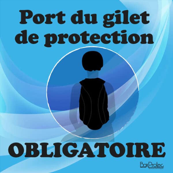 Panneau "Port du gilet de protection obligatoire" - bleu