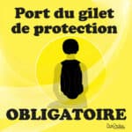 Panneau "Port du gilet de protection obligatoire" - jaune