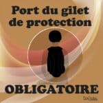 Panneau "Port du gilet de protection obligatoire" - marron