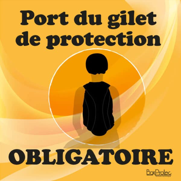 Panneau "Port du gilet de protection obligatoire" - orange