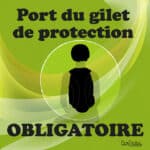 Panneau "Port du gilet de protection obligatoire" - vert
