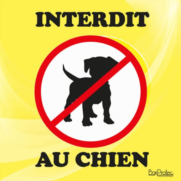 Panneau "Interdit au chien" - jaune