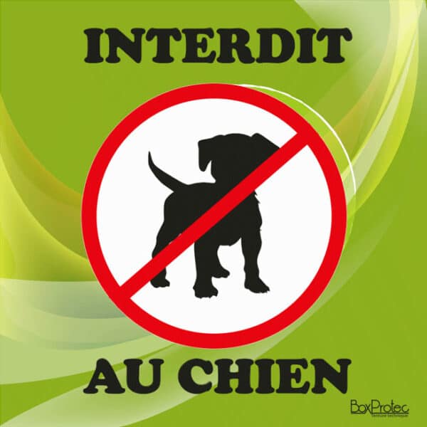 Panneau "Interdit au chien" - vert