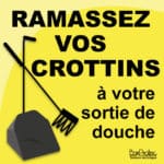 Panneau "Ramassez vos crottins à votre sortie de douche" - jaune