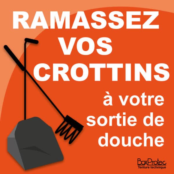 Panneau "Ramassez vos crottins à votre sortie de douche" - orange
