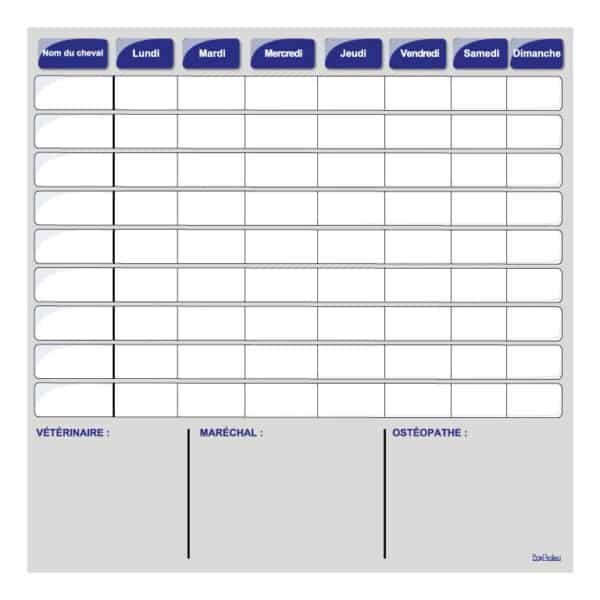 Planning de semaine + notes vétérinaires - Bleu