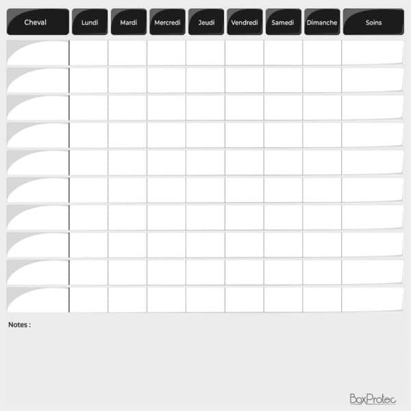 Planning de semaine + notes - Noir