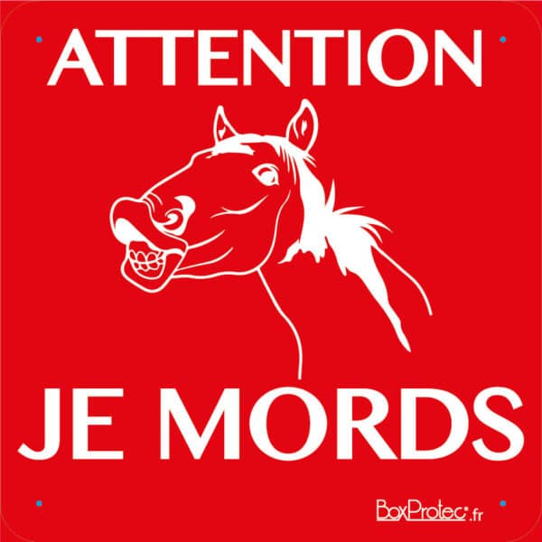 Panneau "Attention je mords" - cheval