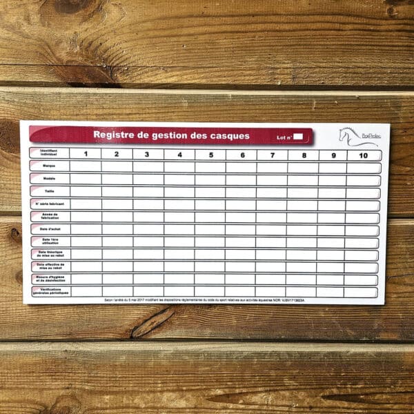 Tableau de gestion des casques