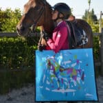 Sac à tapis de selle séchant - motif cheval - bleu