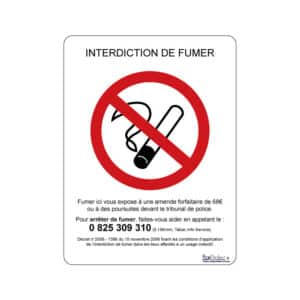 Panneau légal "Interdit de fumer" - amende