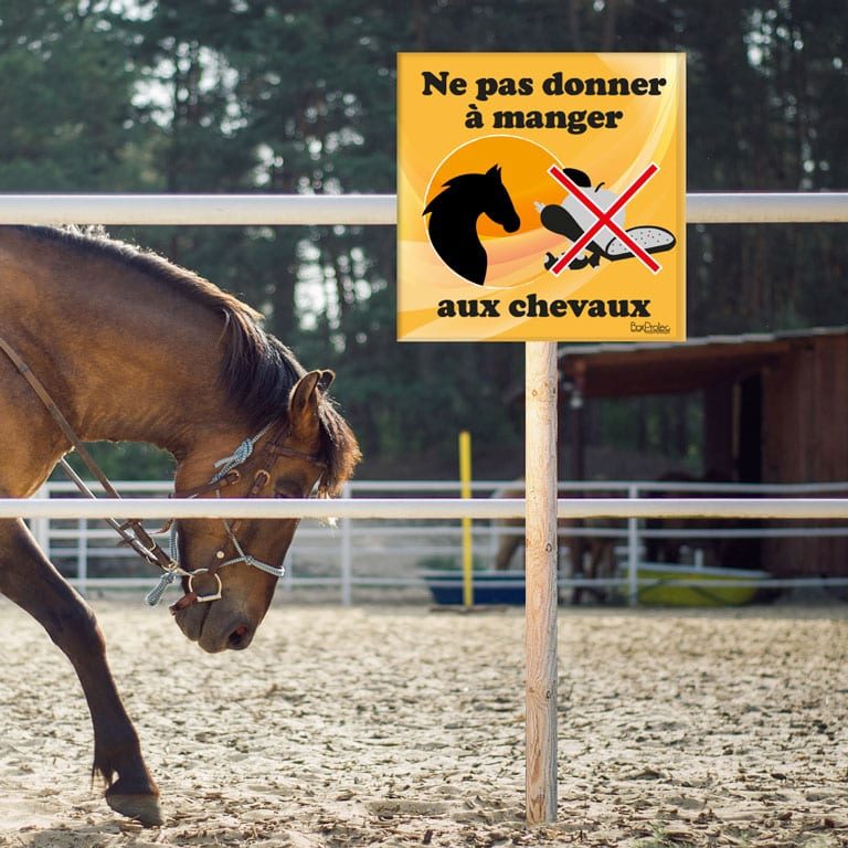 panneau ne pas donner à manger aux chevaux