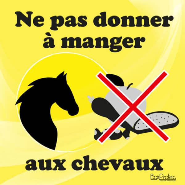 Panneau "Ne pas donner à manger aux chevaux" - Jaune