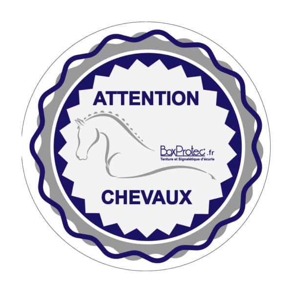 Autocollant "Attention Chevaux" - Rond