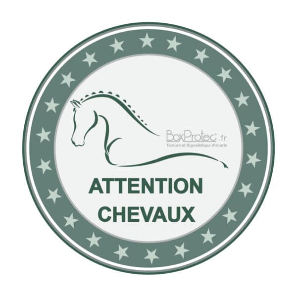 Autocollant "Attention Chevaux" - Rond