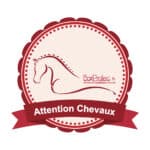 Autocollant "Attention Chevaux" - Rond