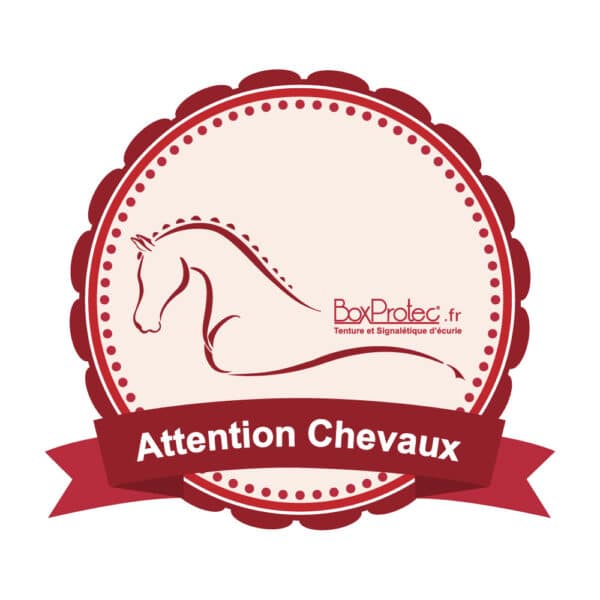 Autocollant "Attention Chevaux" - Rond