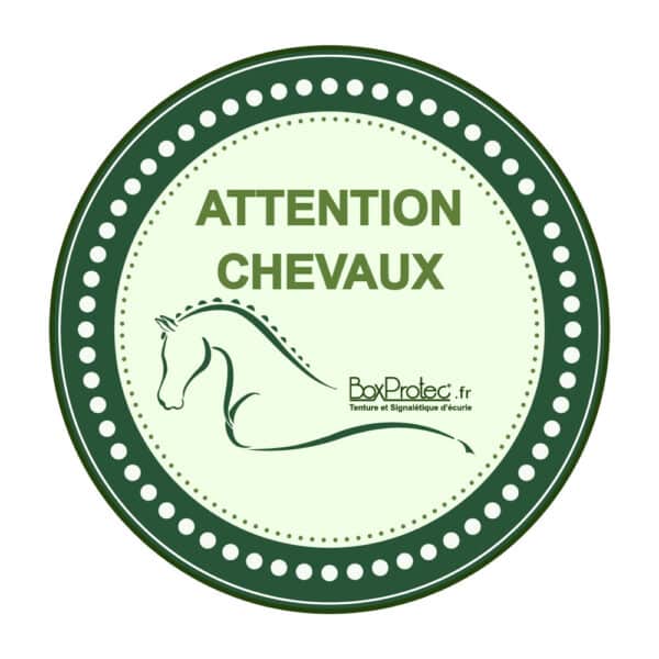Autocollant "Attention Chevaux" - Rond