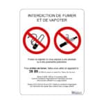 Panneau "Interdit de fumer et de vapoter"