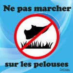 Panneau "Ne pas marcher sur les pelouses" - bleu