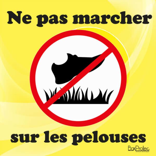Panneau "Ne pas marcher sur les pelouses" - jaune