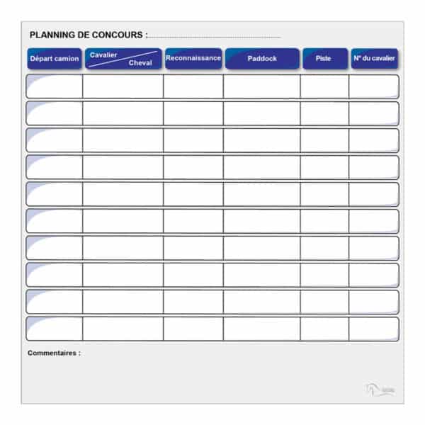 Planning de concours - Bleu Planning de concours - Bleu