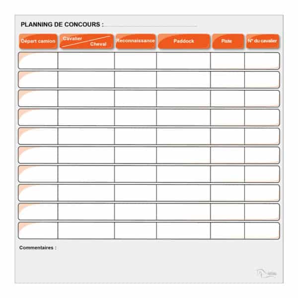 Planning de concours - Orange Planning de concours - Orange