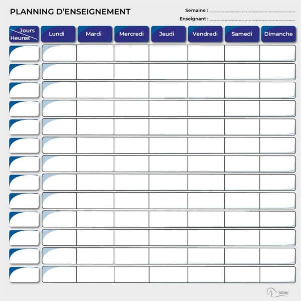 Planning d’enseignement semaine - Bleu