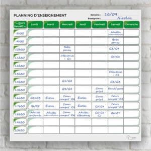 Mise en situation du planning d'enseignement semaine vert