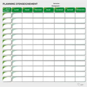 Planning d’enseignement semaine - Vert