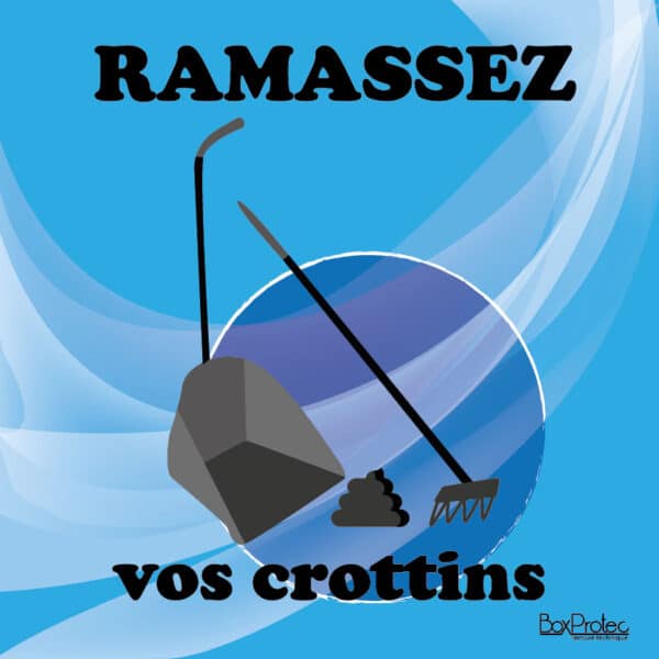 Panneau "Ramassez vos crottins" - Bleu