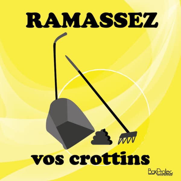Panneau "Ramassez vos crottins" - Jaune