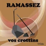 Panneau "Ramassez vos crottins" - Marron