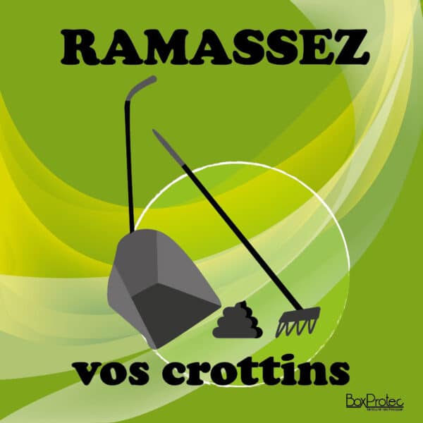 Panneau "Ramassez vos crottins" - Vert
